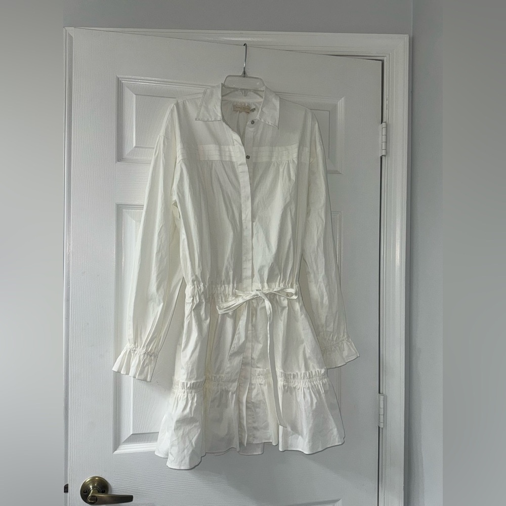 Ramy Brook 'Josephine' White Cotton Tiered Mini Shirt Dress! - Picture 3 of 8